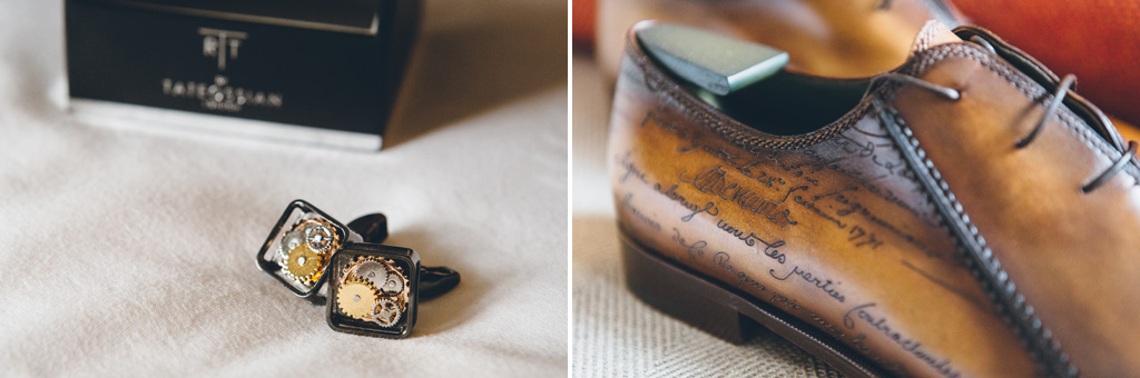 Fotografo Matrimonio Villa Erba Alcuni dettagli delle scarpe e dei gemelli dello sposo
