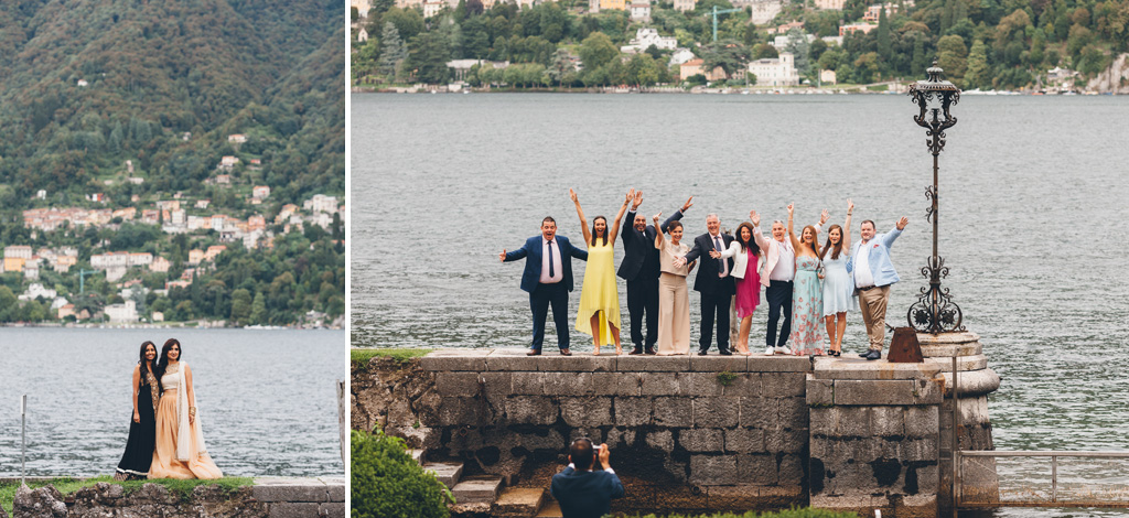 Fotografo Matrimonio Villa Erba Gli ospiti posano divertiti davanti alla lente del fotografo
