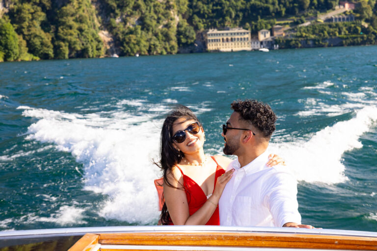 Wedding proposal Lake Como boat trip luxury exclusive elopement